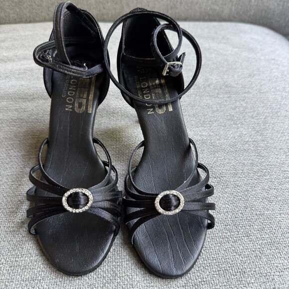 Freed of London Leona Latin Ballroom Dance Shoes Snappy Black Rhinestone Sz 3.5 - Picture 1 of 10